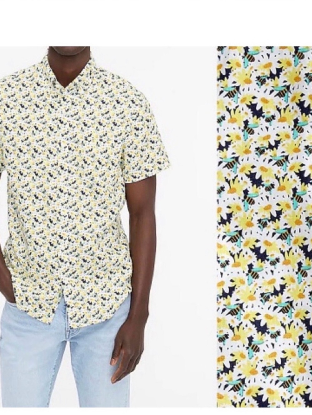 J.Crew 100% Linen Bumble Bee Button Up Shirt